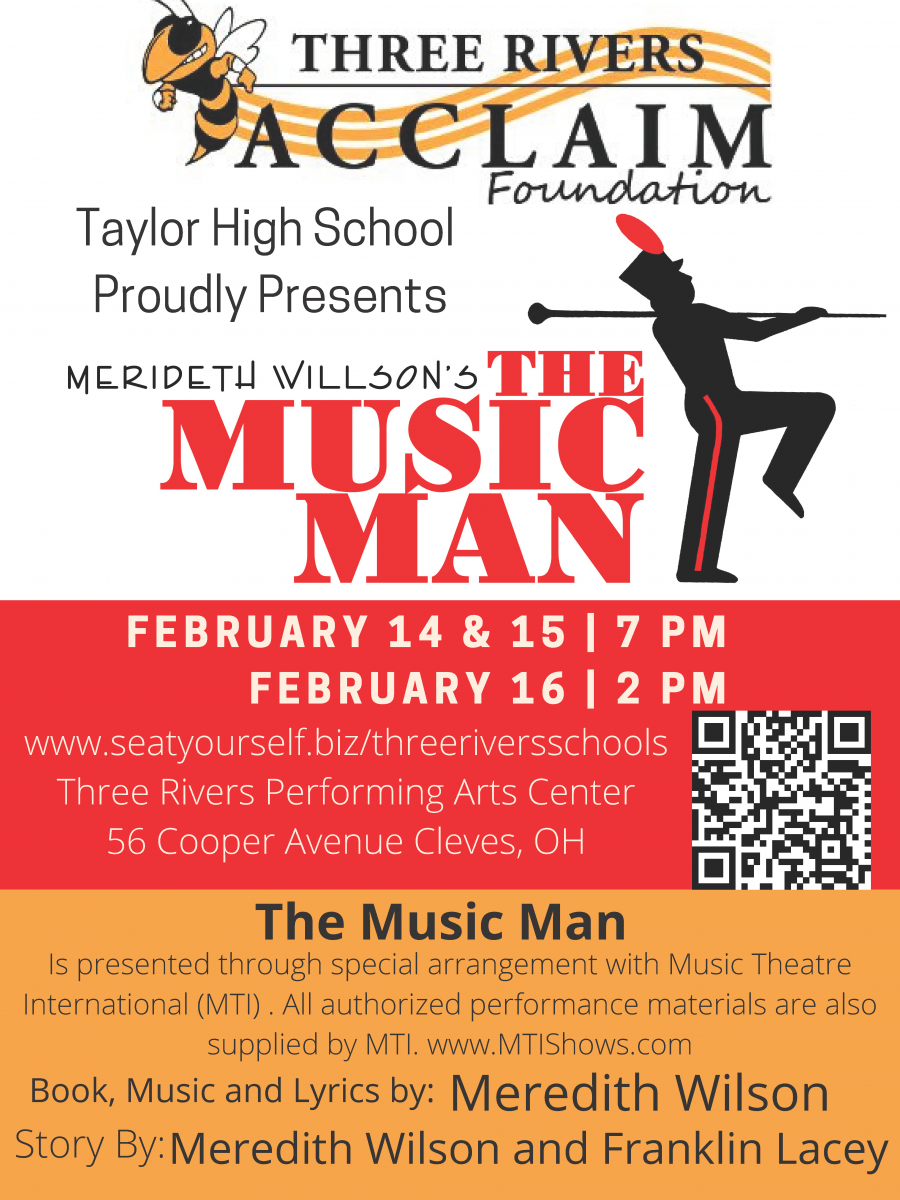 Taylor High School proudly presents The Music Man - February 14, 15, and 16.